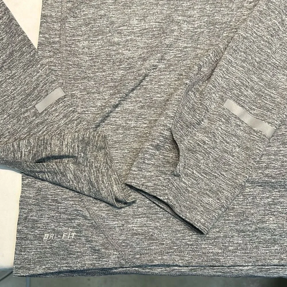 Nike Running 1/2 Zip Pullover Womens Fitted Sz Medium Gray Thumb Holes Half Zip
